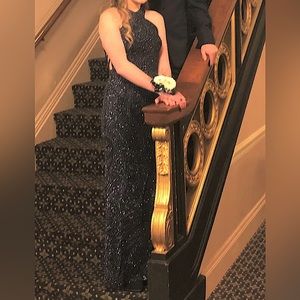 Beautiful black Morgan and Co size 1 sheath long dress.